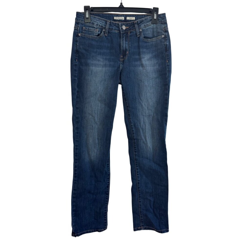 Calvin Klein Womens Straight Blue Denim Jeans Size 6 Classic Fit Made In Mauriti